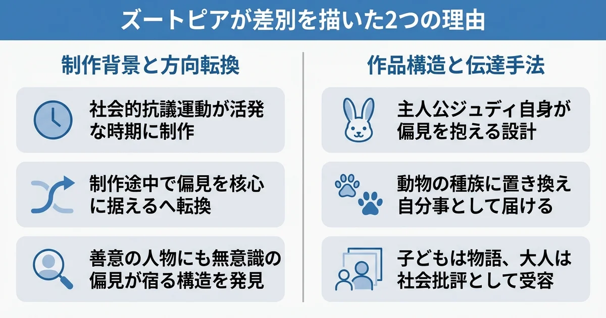 ズートピアが差別をテーマにした作品である理由の図解