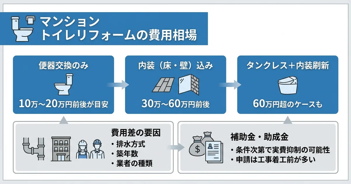 マンションのトイレリフォーム費用の相場の図解
