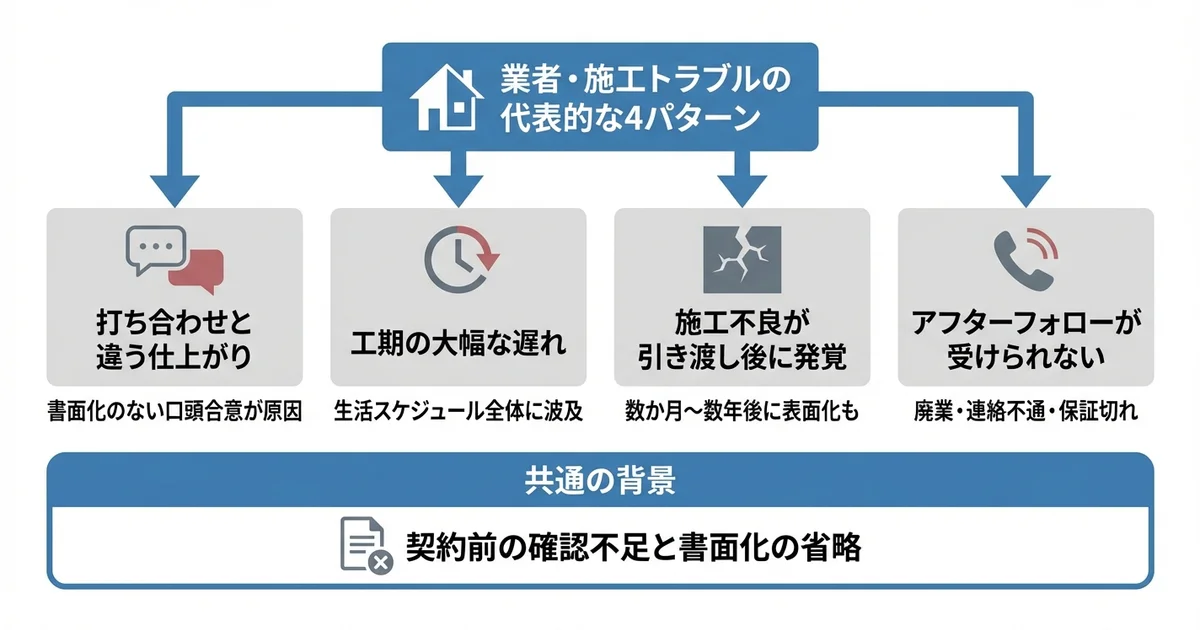 業者・施工トラブルの失敗例の図解