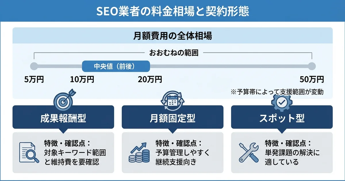 SEO業者の料金相場と費用の考え方の図解